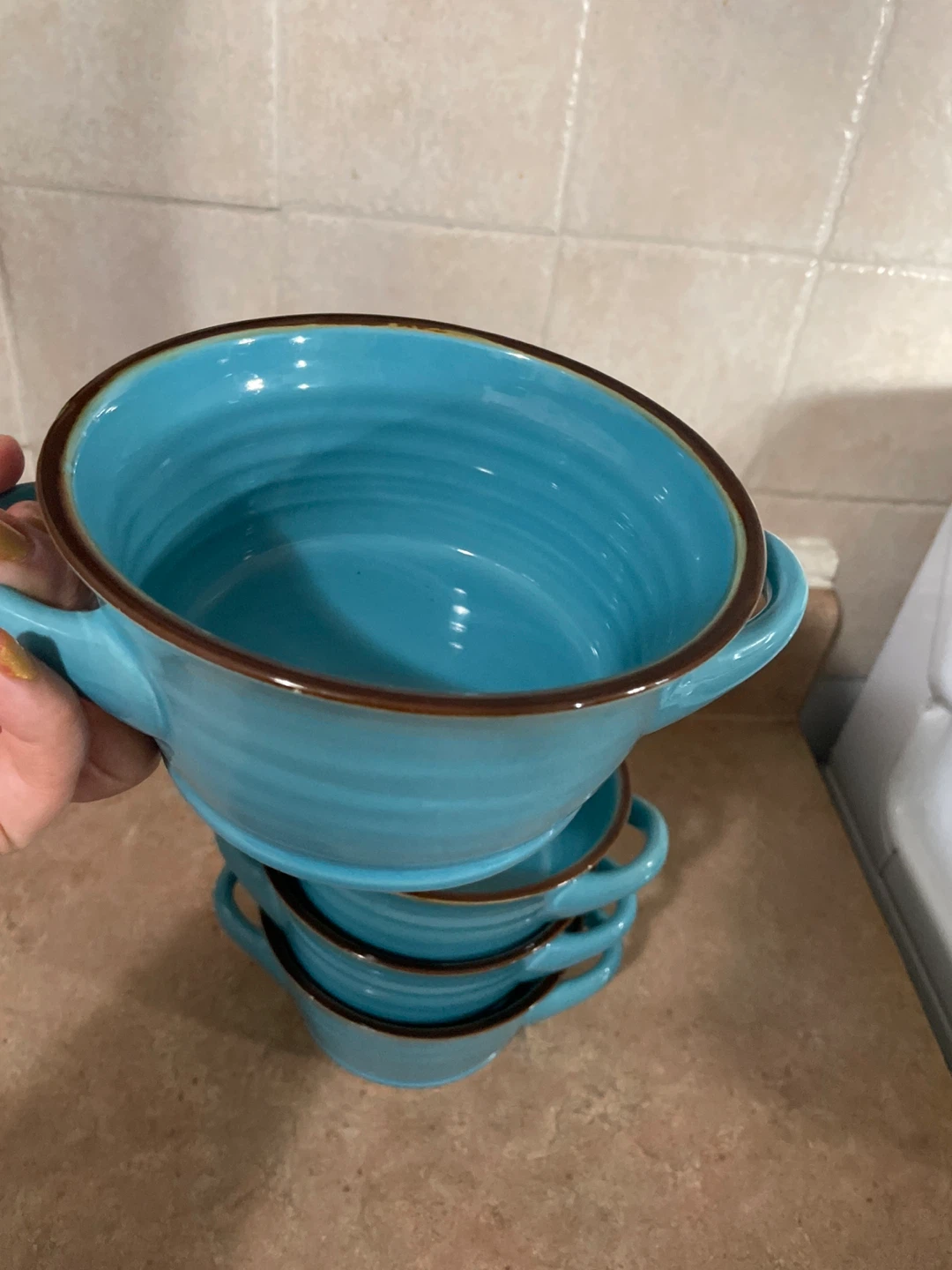 Set of 4 Blue Soup Bowls - photo 2
