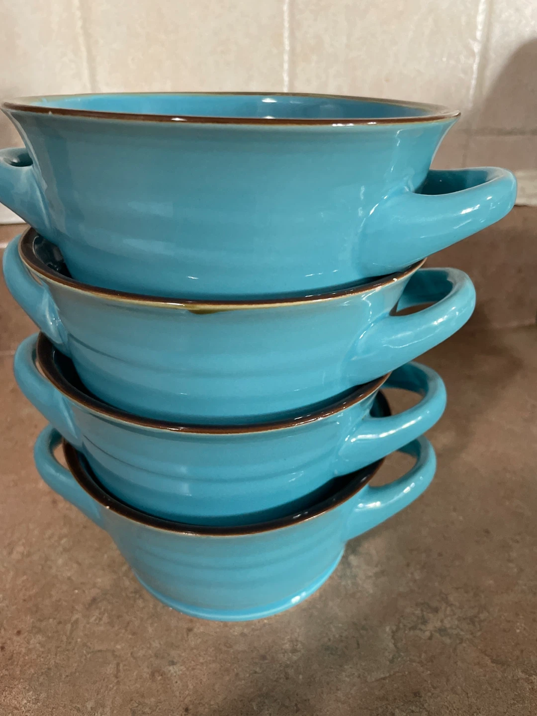 Set of 4 Blue Soup Bowls