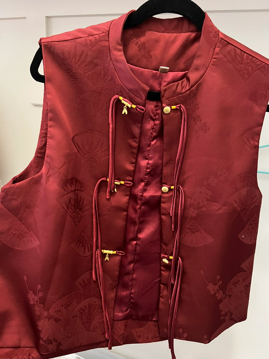 Burgundy Asian Style Vest - Size XL