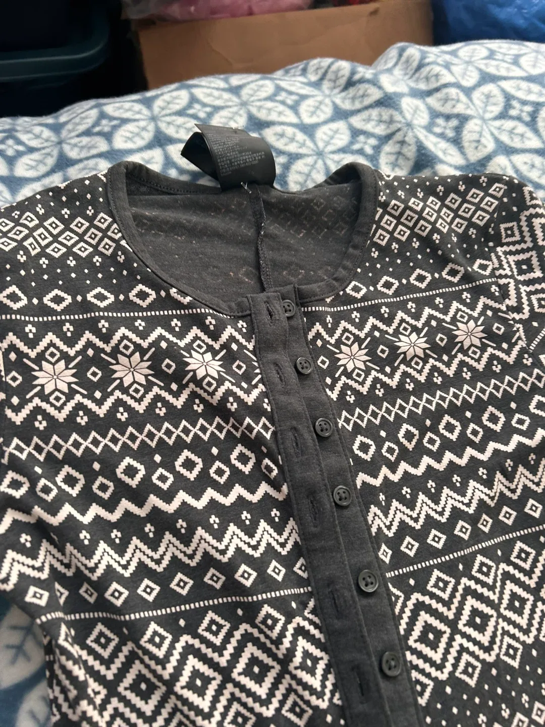 H&M XS Gray Patterned Onesie image indicator(5)
