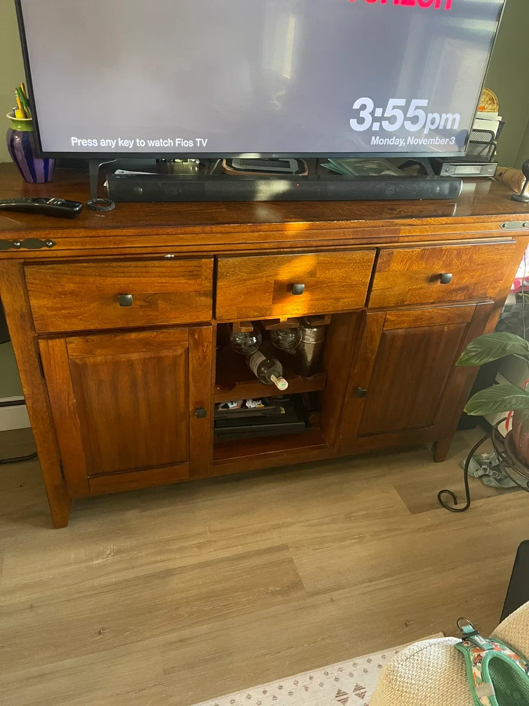 Wooden TV Stand with Storage image indicator(2)