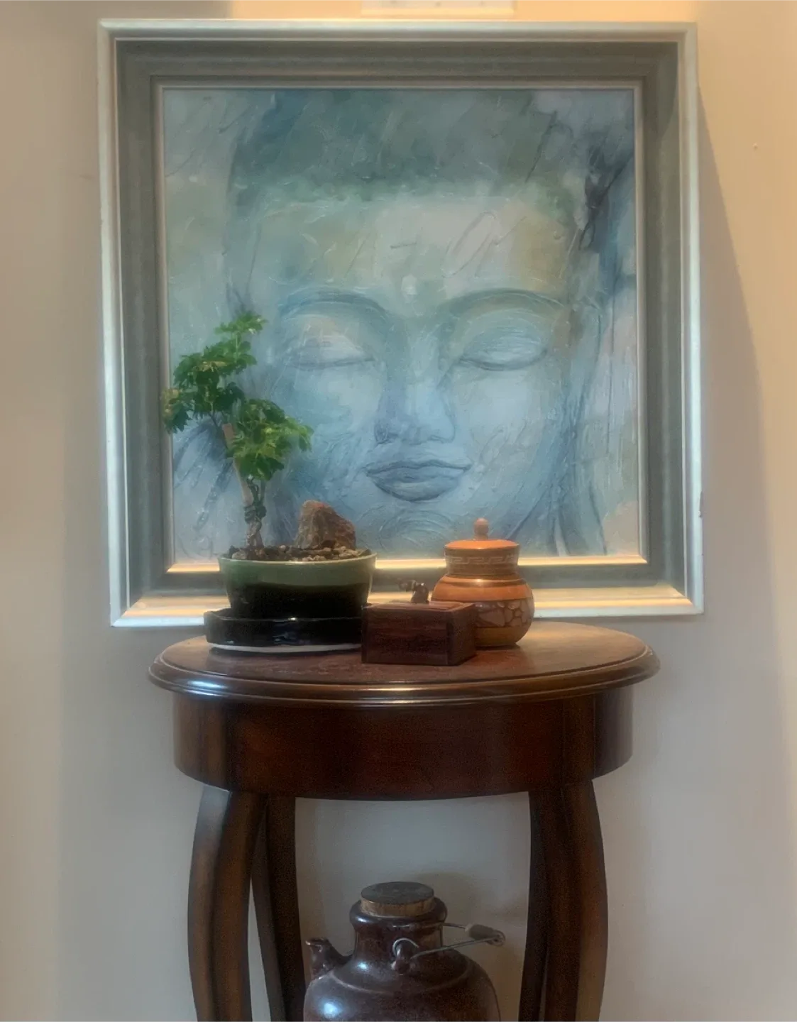 Tranquil Buddha Art Print in Custom Gold Frame 24”x24” image indicator(2)