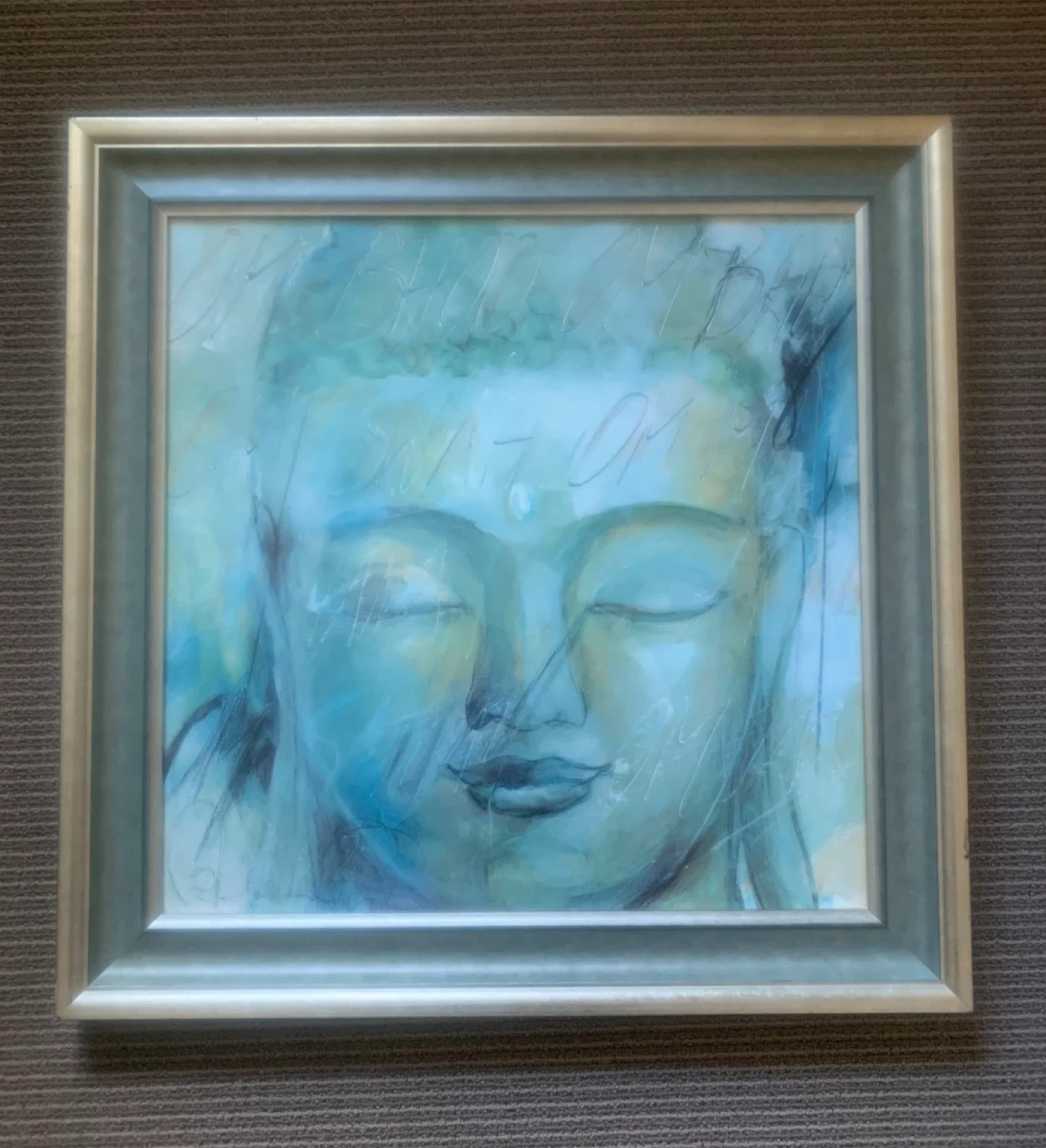 Tranquil Buddha Art Print in Custom Gold Frame 24”x24”