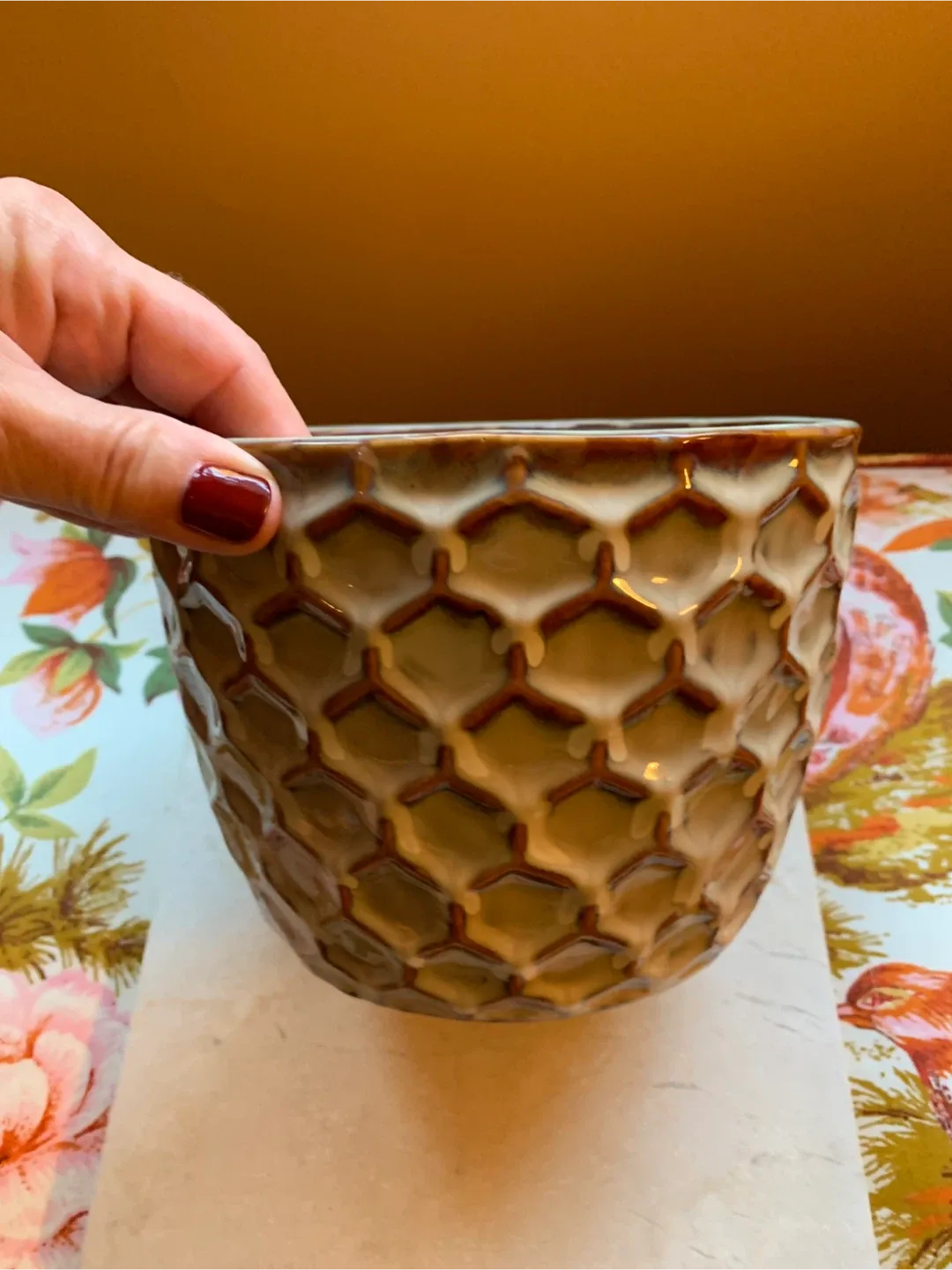 Ceramic Honeycomb Patterned Planter image indicator(9)