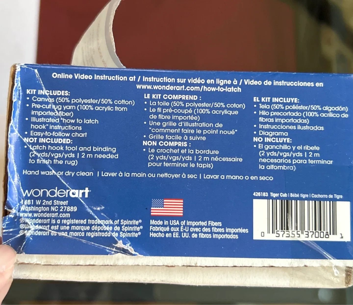 Wonderart Tiger Cub Latch Hook Kit 12x12in image indicator(3)