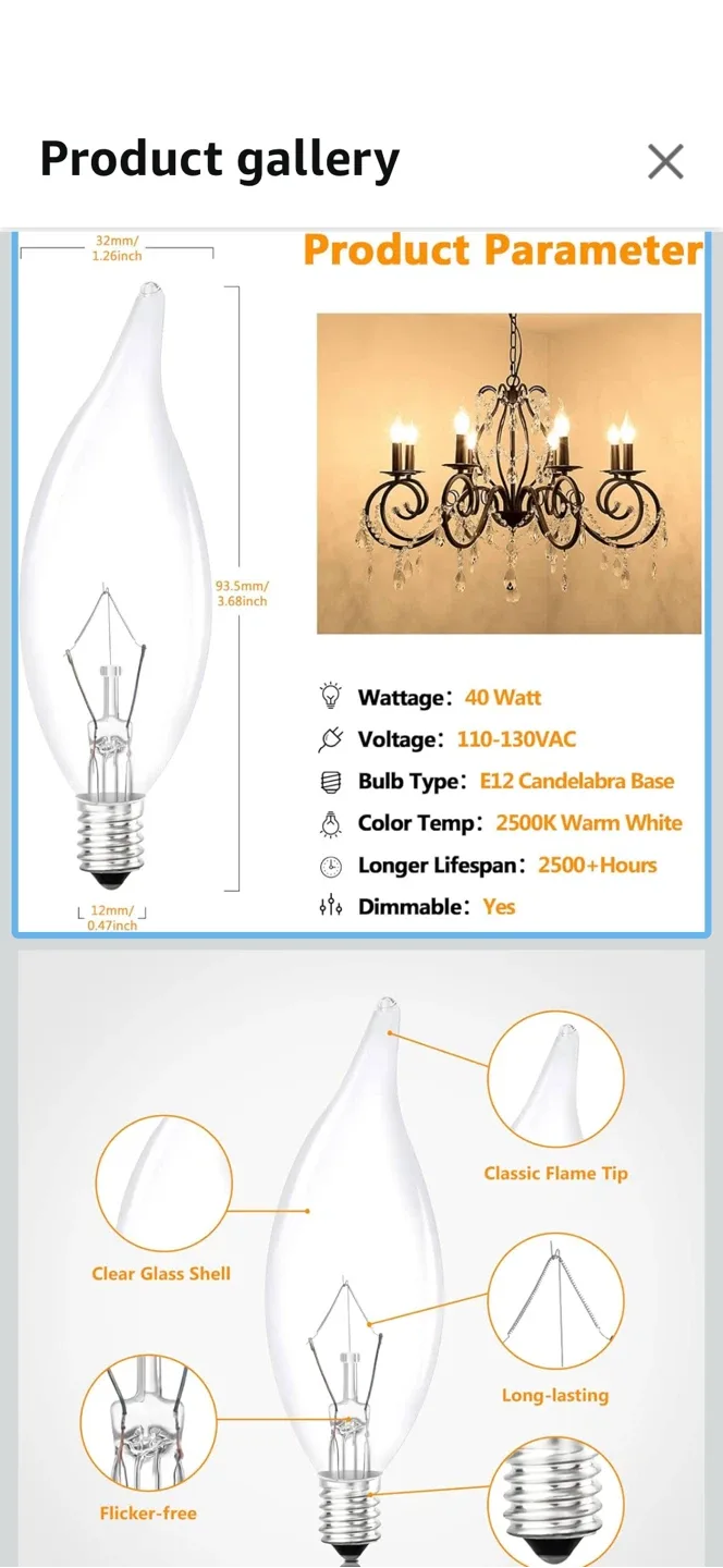 HARAQI CA10 40W Incandescent Light Bulbs - 12 Pack image indicator(3)