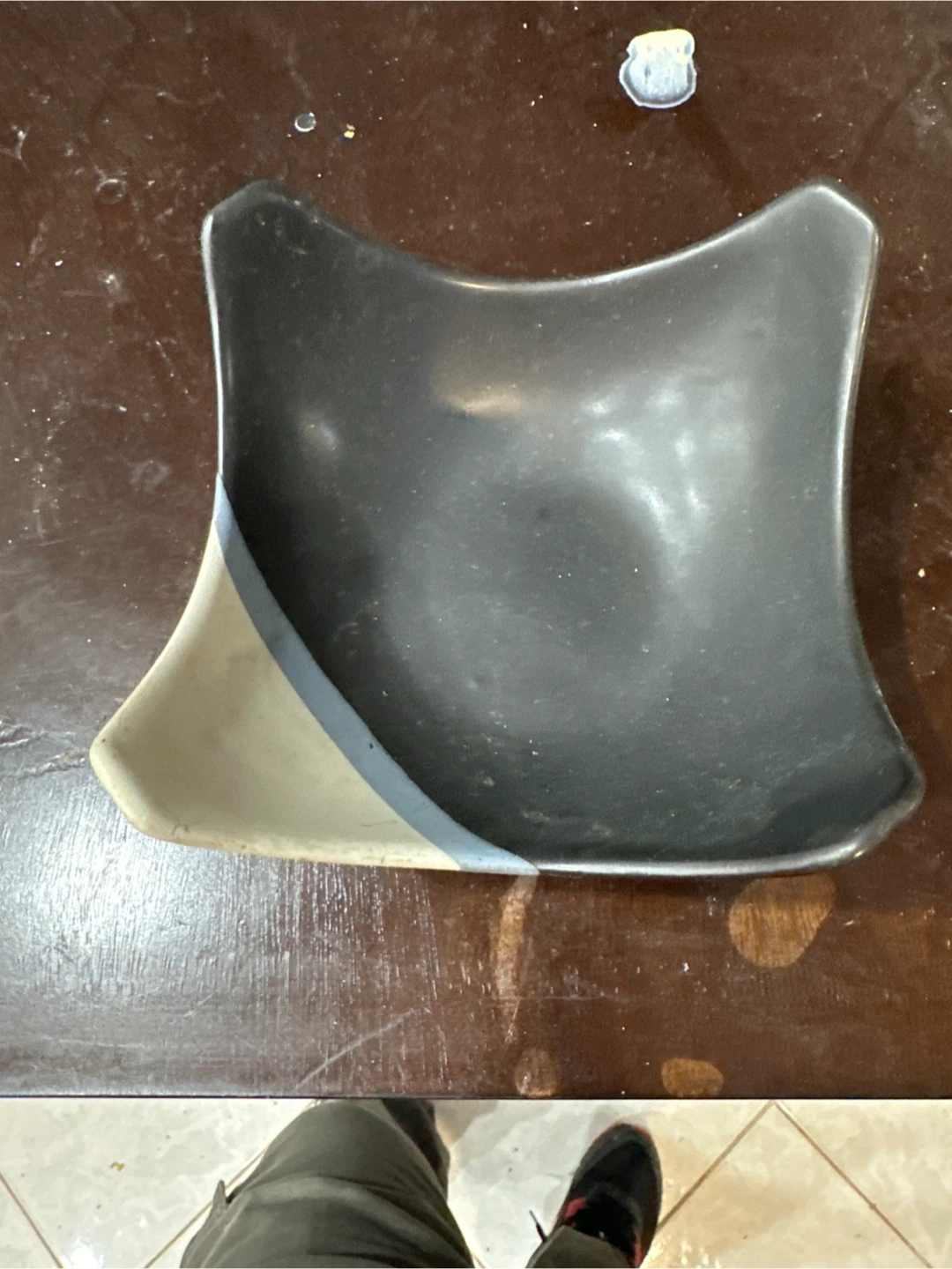 Decorative Black & Beige Ceramic Dish