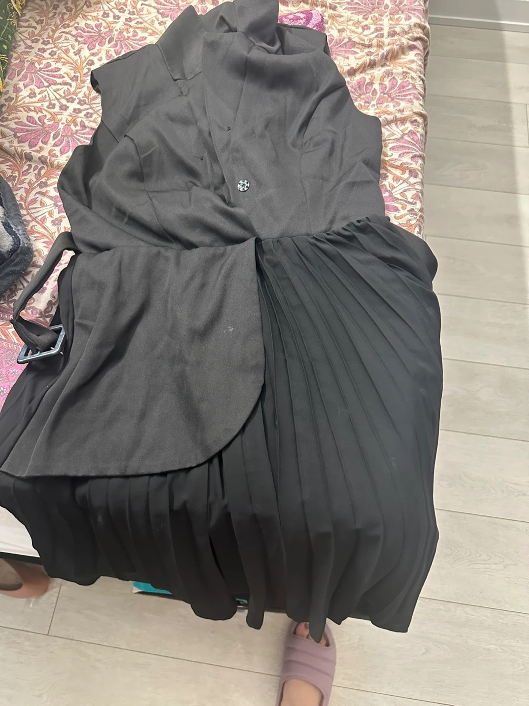Black Dress with Pleated Skirt