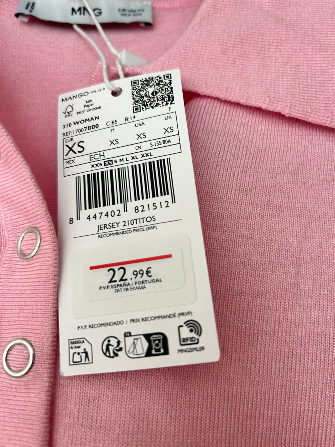 Mango Jersey Pink XS image indicator(3)