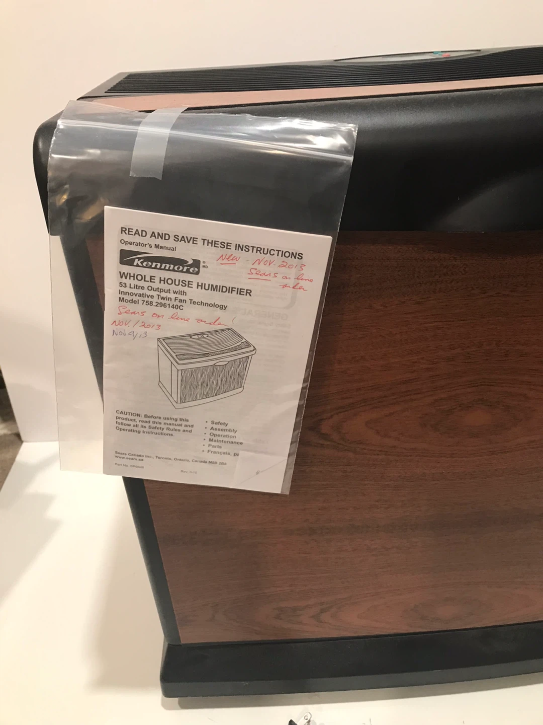Kenmore Whole House Humidifier 758.296140C