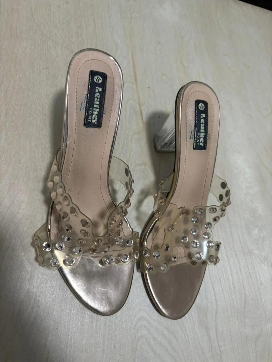 Leather Point Clear Heels in $15 image indicator(2)