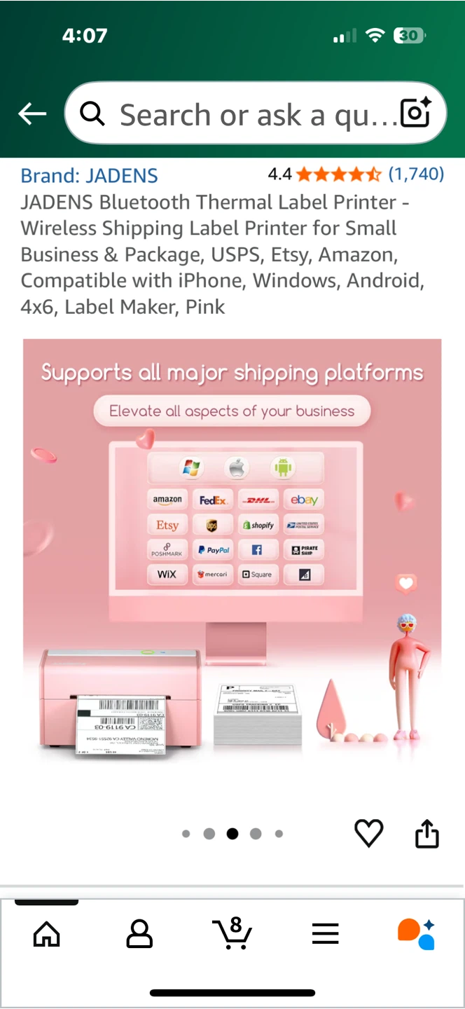 JADENS Bluetooth Thermal Label Printer - Pink - photo 5