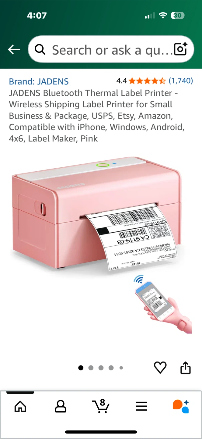 JADENS Bluetooth Thermal Label Printer - Pink - photo 2