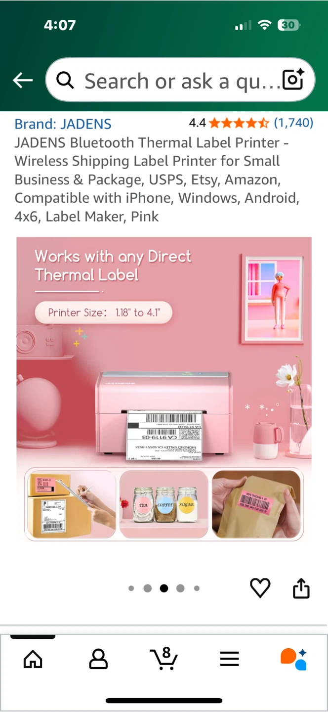 JADENS Bluetooth Thermal Label Printer - Pink - photo 4