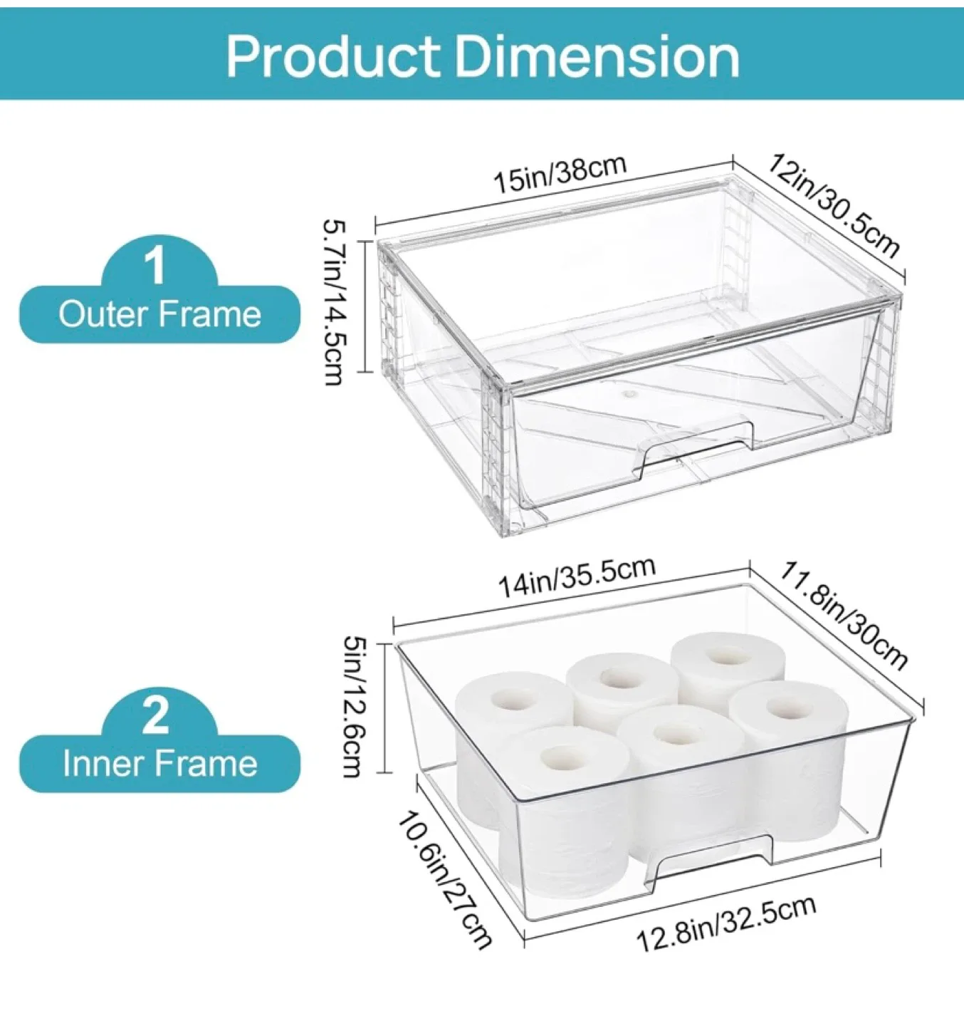 New 2 Pack Large Stackable Storage Drawers image indicator(3)