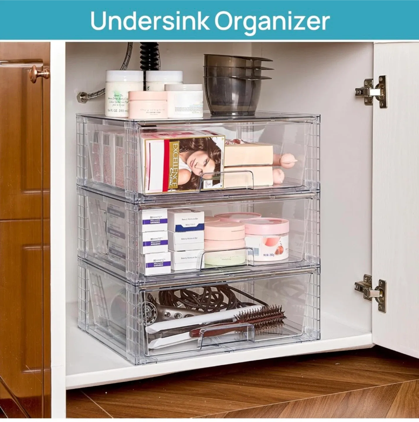 New 2 Pack Large Stackable Storage Drawers image indicator(6)