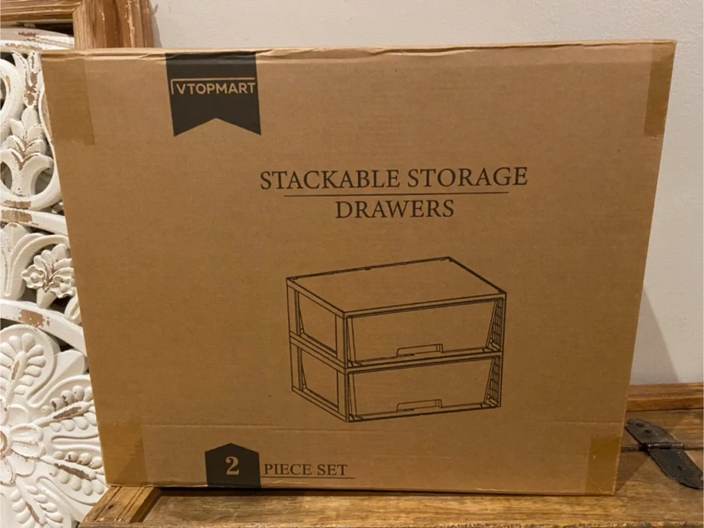 New 2 Pack Large Stackable Storage Drawers image indicator(8)