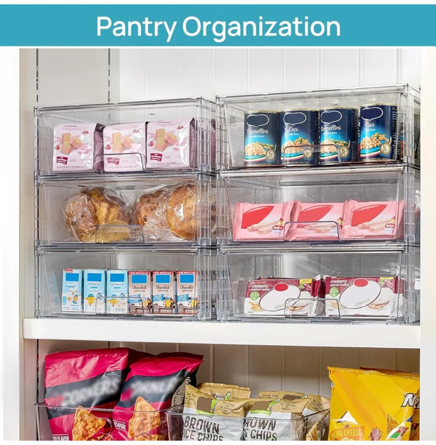 New 2 Pack Large Stackable Storage Drawers image indicator(7)