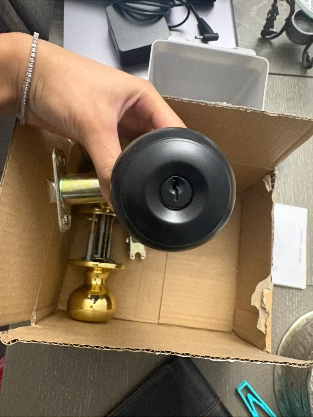 Door Knob Set - Black and Gold image indicator(2)