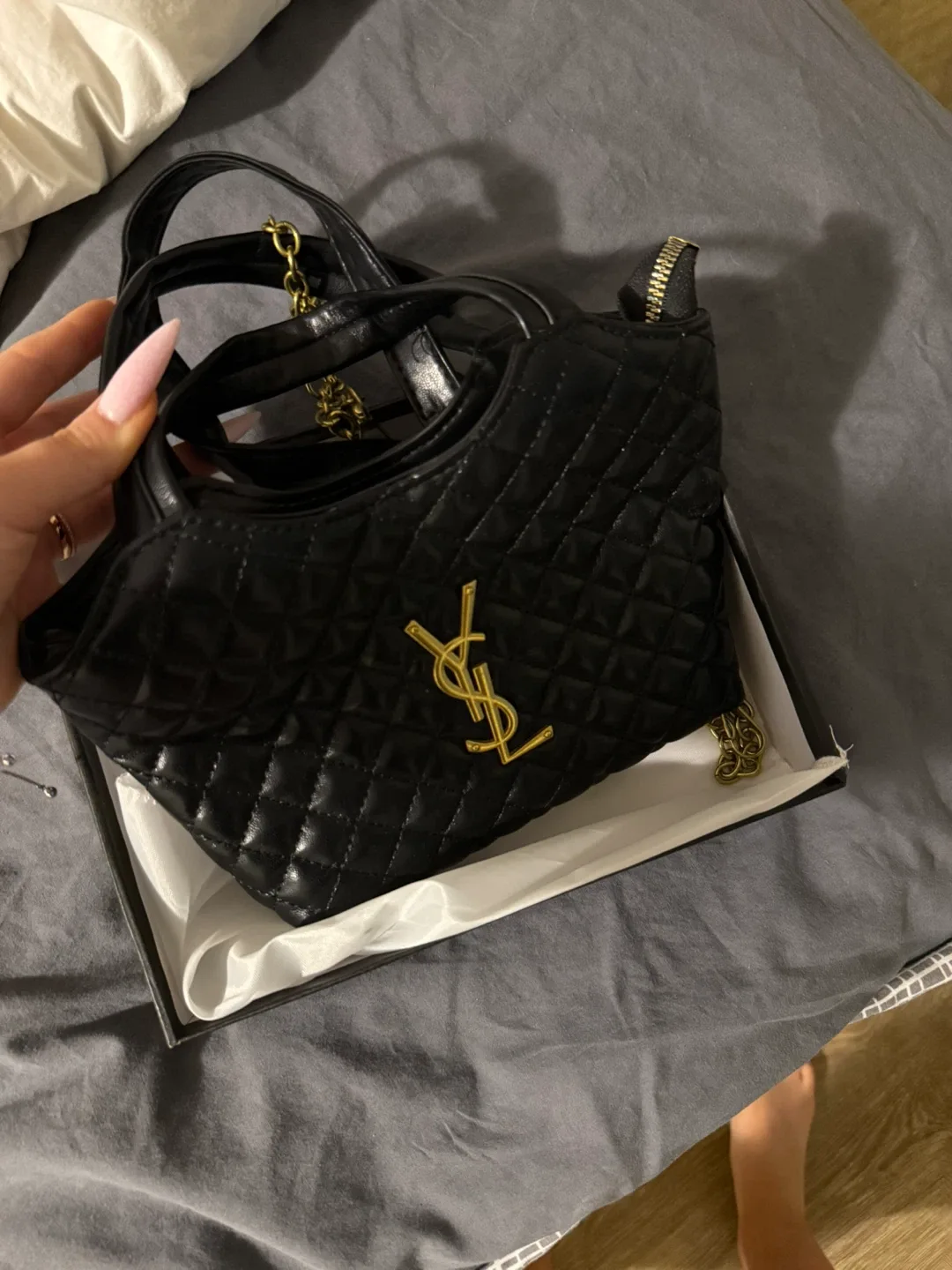 Saint Laurent Black Quilted Leather Handbag