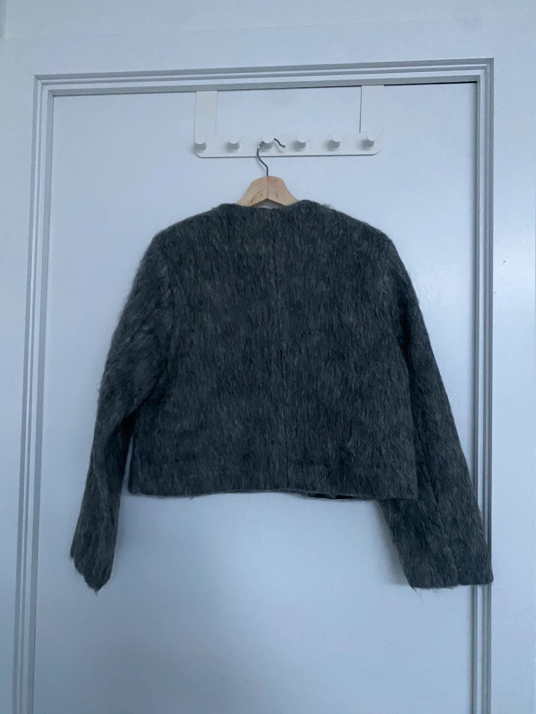 Gray Wool (63%) Blend Cropped Jacket - photo 5