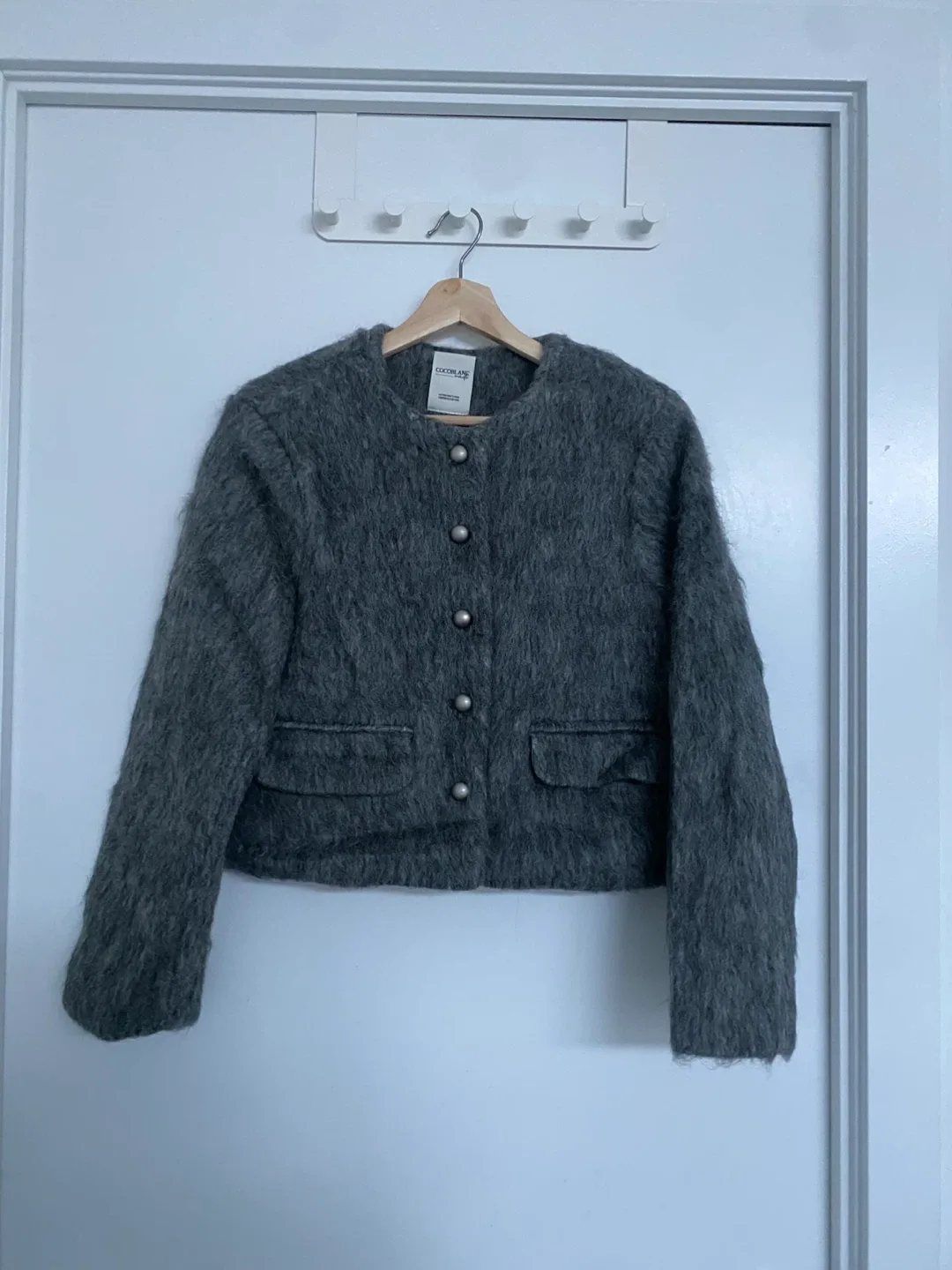 Gray Wool (63%) Blend Cropped Jacket image indicator(3)