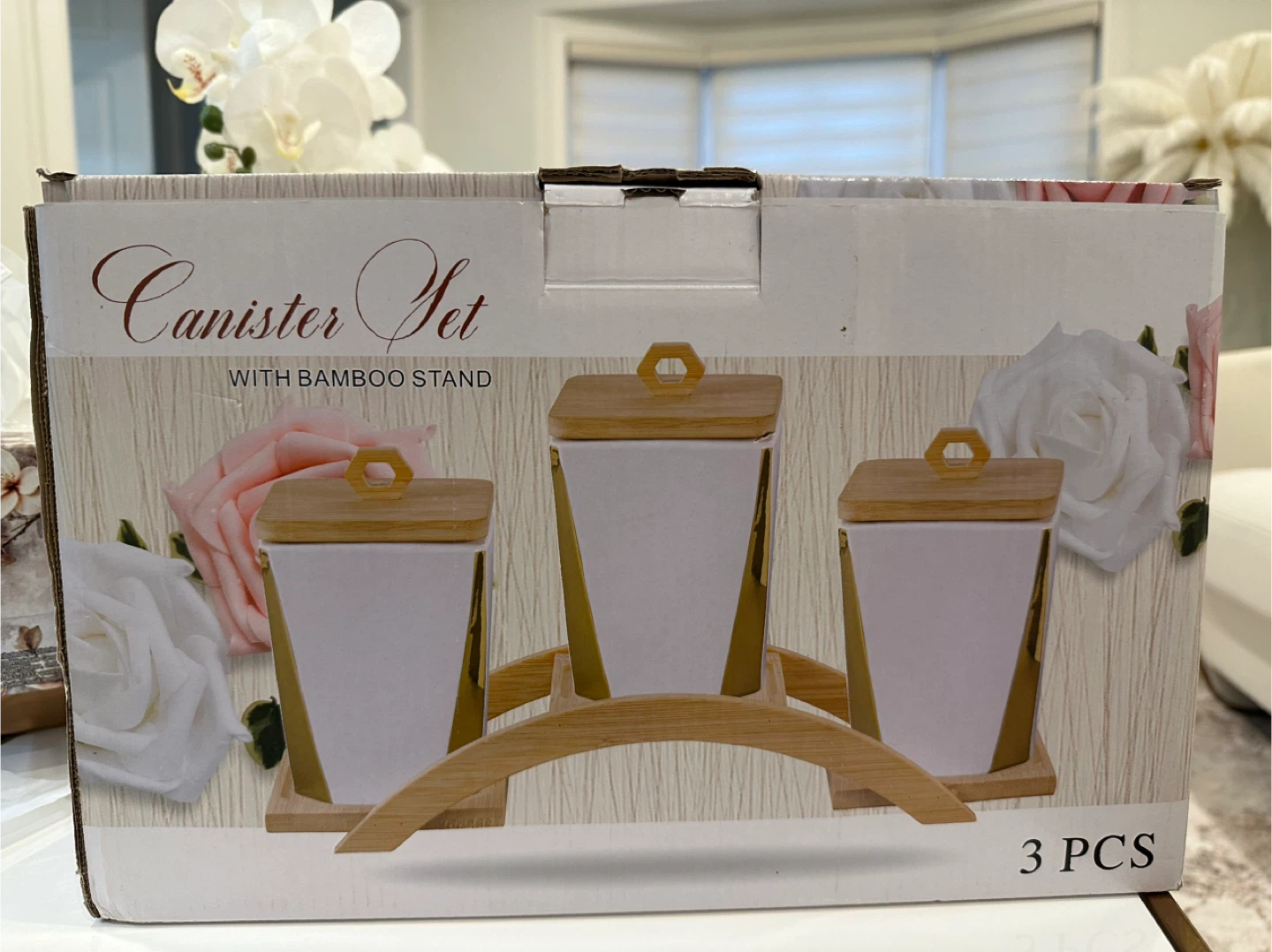 Canister Set with Bamboo Stand - 3 pcs
