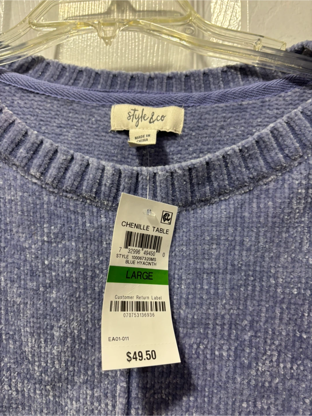 Style & Co Blue Hyacinth Chenille Table Sweater - L - photo 3