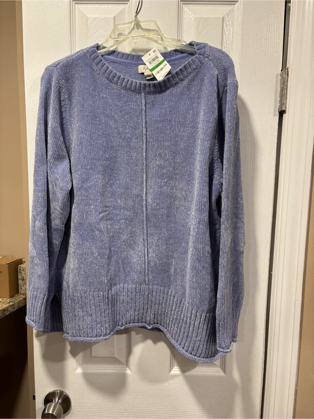 Style & Co Blue Hyacinth Chenille Table Sweater - L