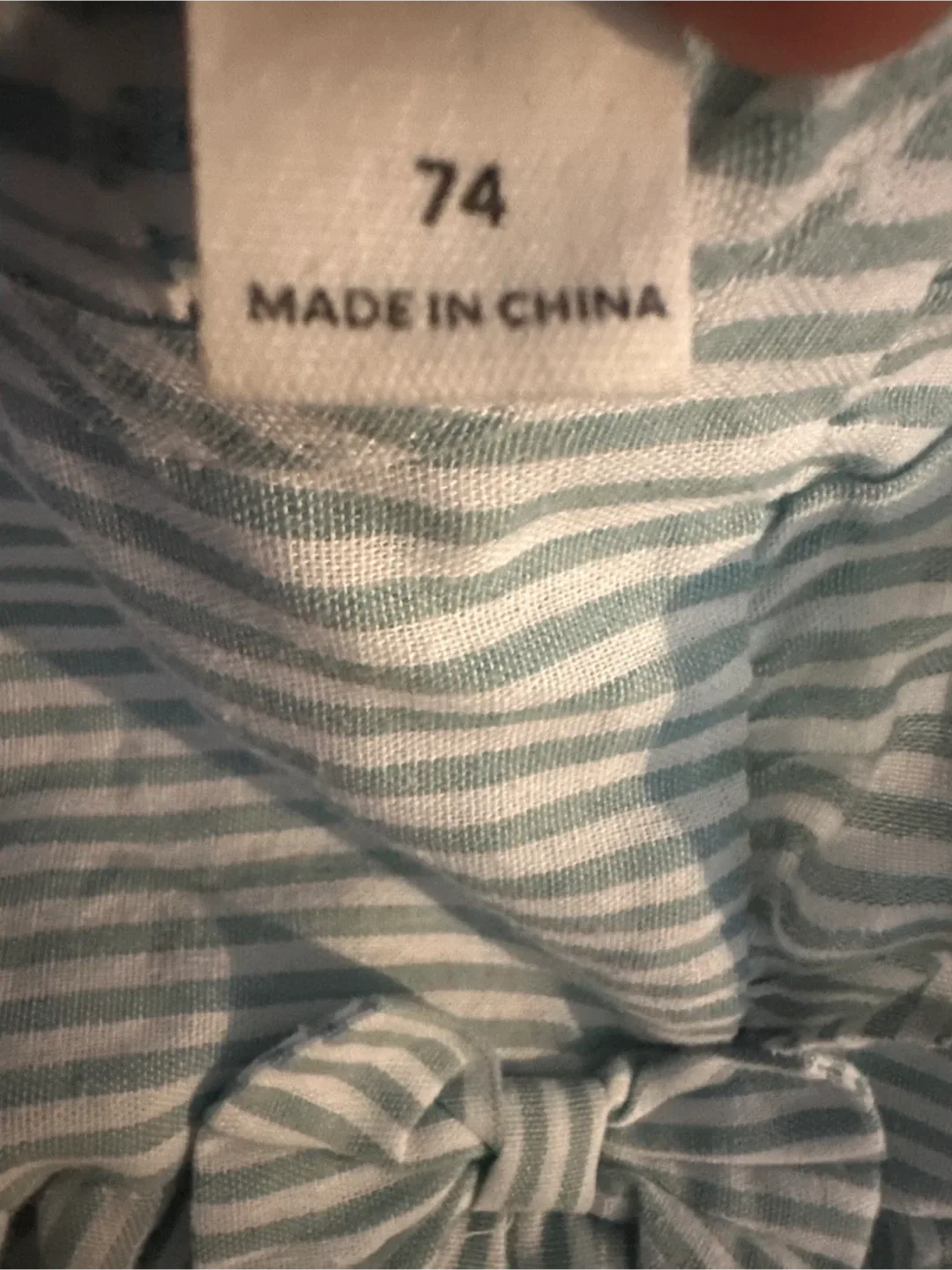 Striped dusty green and white Baby Dress - Size 74 image indicator(3)