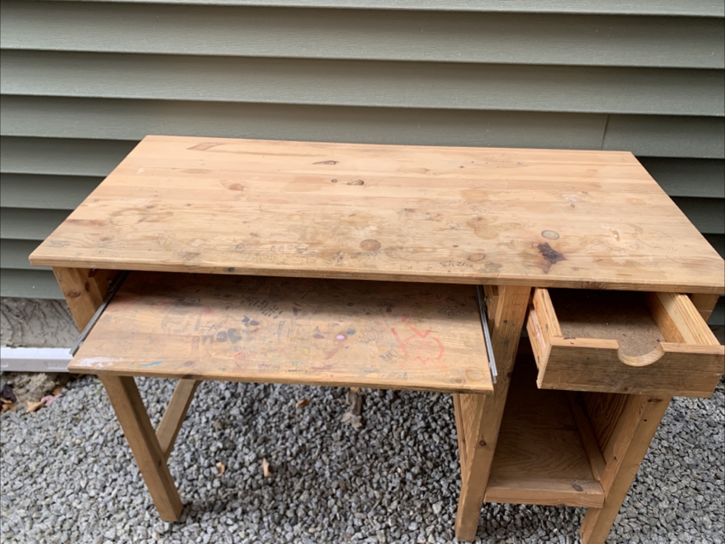 Wooden Desk with Keyboard Tray