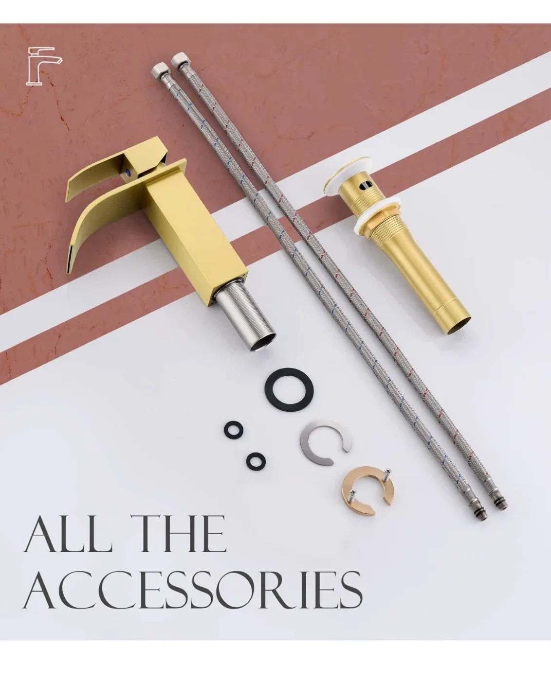 Waterfall Spout Bathroom Faucet - Gold Finish image indicator(6)