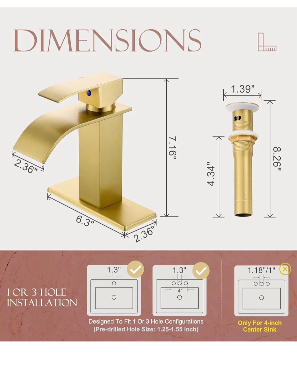 Waterfall Spout Bathroom Faucet - Gold Finish image indicator(2)
