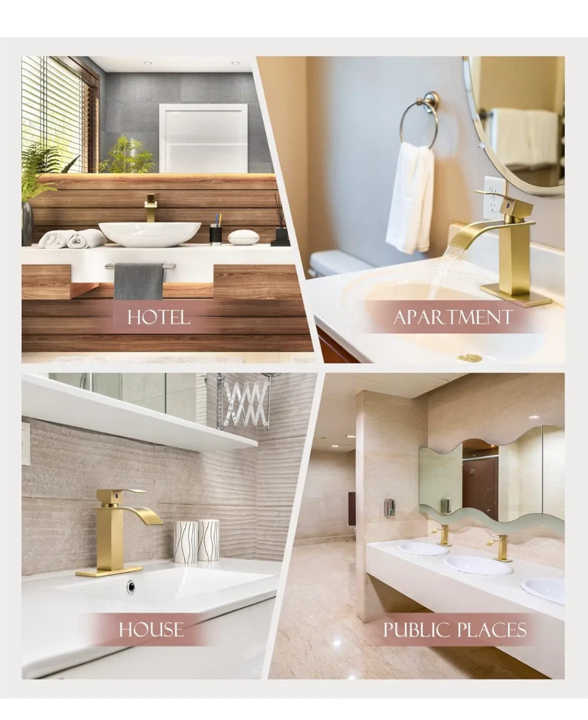 Waterfall Spout Bathroom Faucet - Gold Finish image indicator(5)