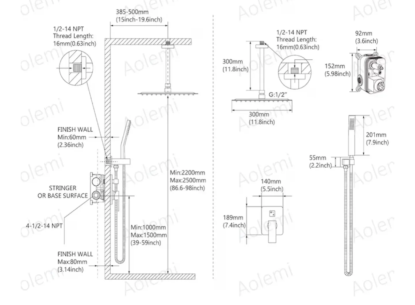 Aolemi 2 Functions Shower System image indicator(7)