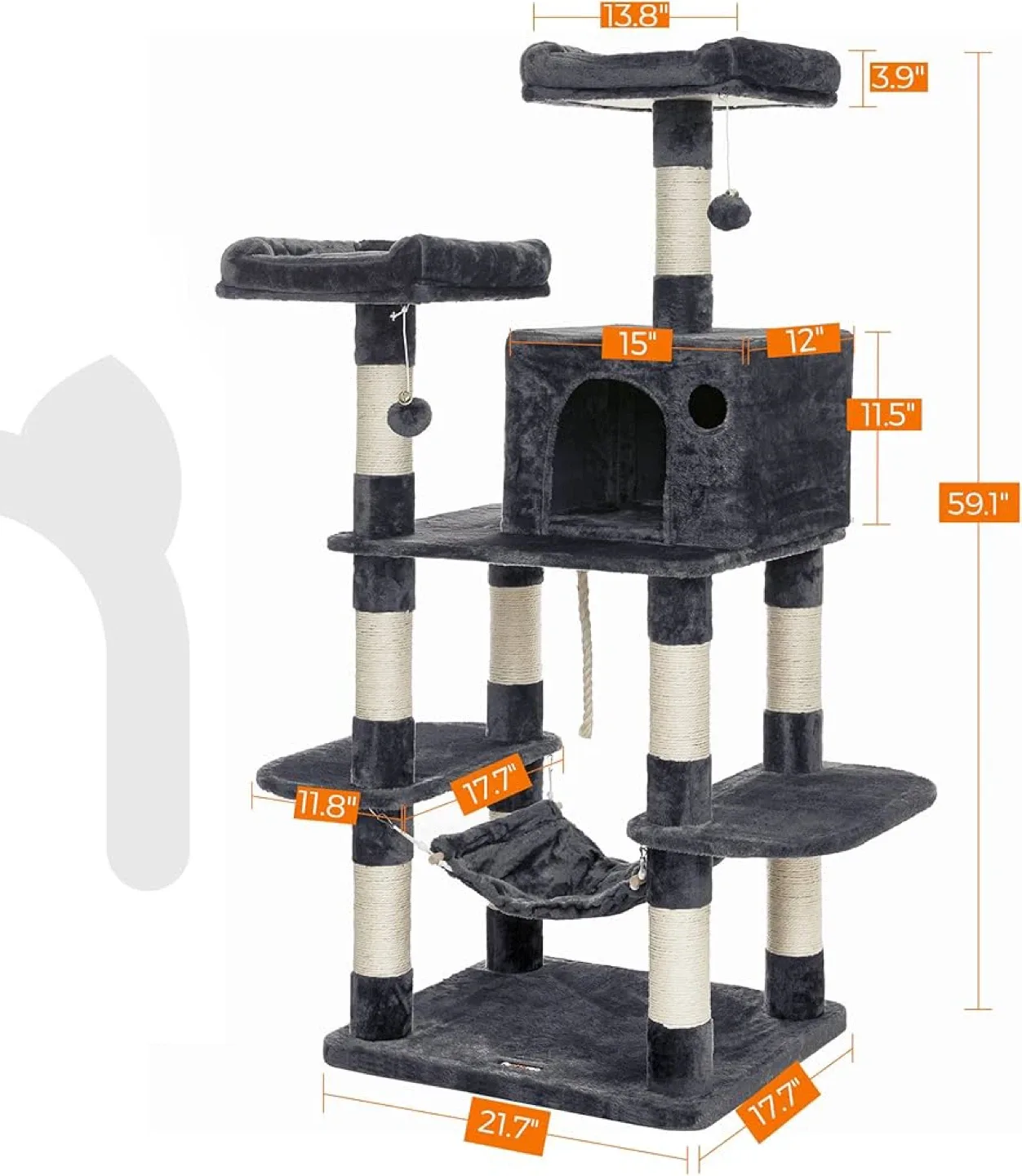 Feandrea Cat Tree Condo - Grey image indicator(4)