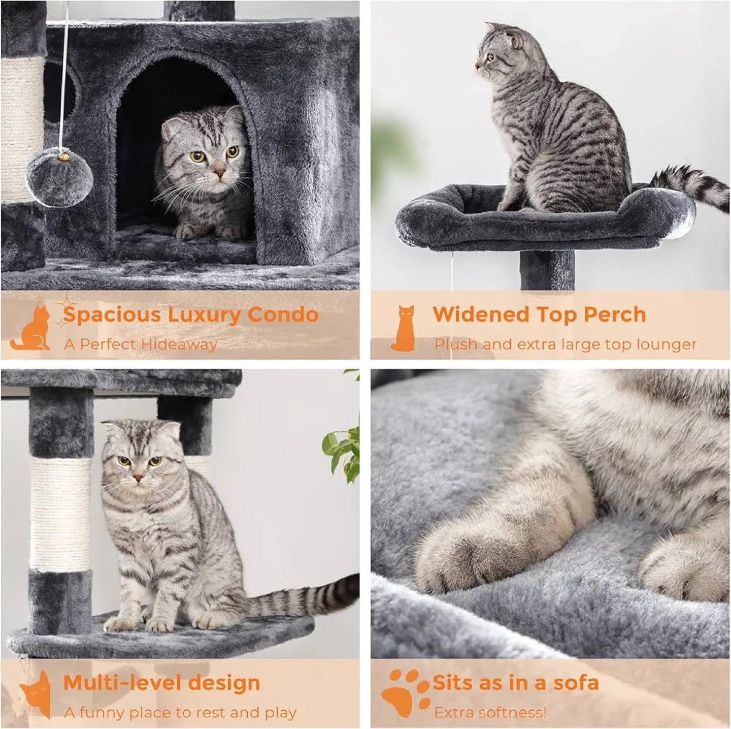 Feandrea Cat Tree Condo - Grey image indicator(5)