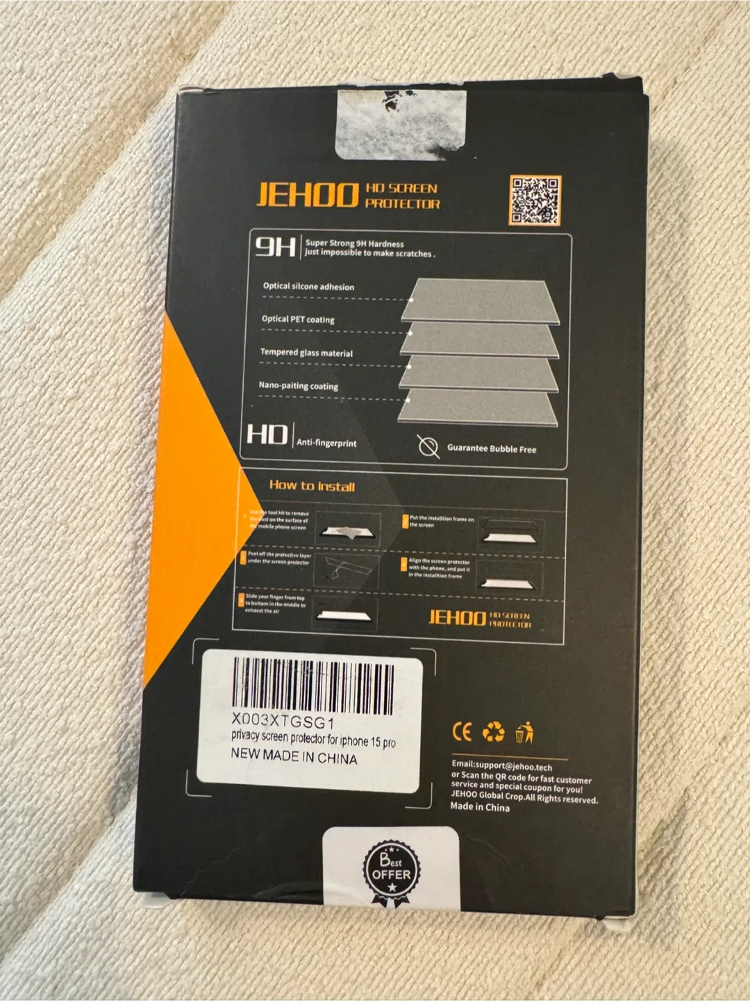 New JEHOO Tempered Glass Screen Protector for iPhone 15 Pro image indicator(2)