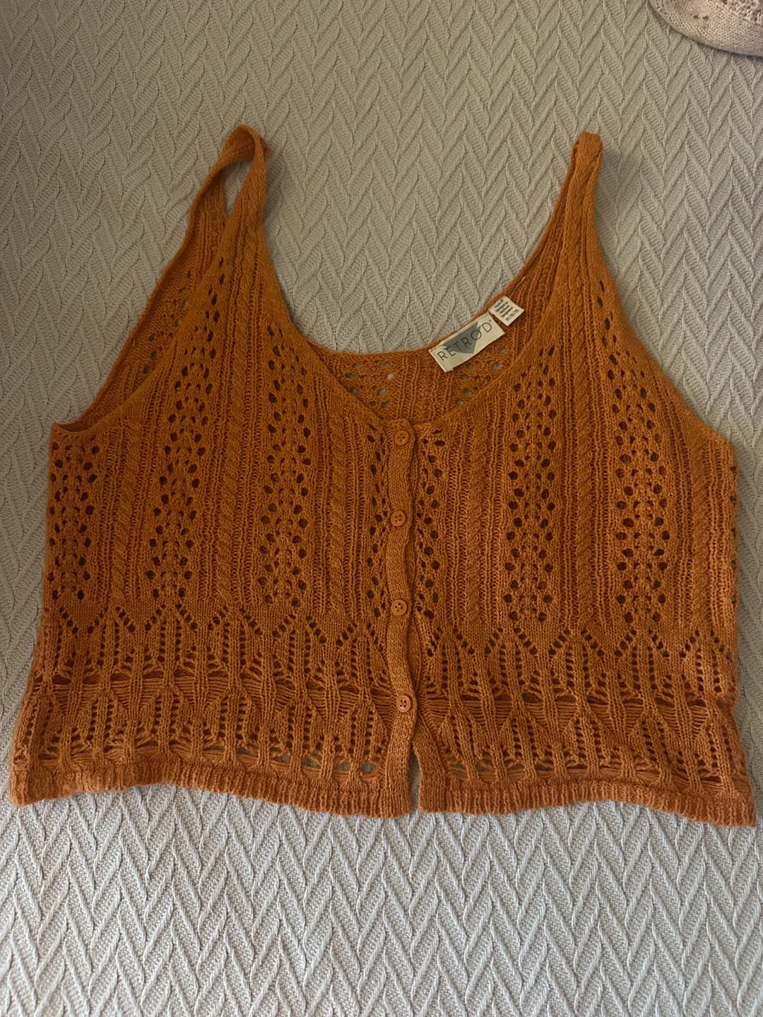 RETROD' Orange Knit Tank Top - Size M