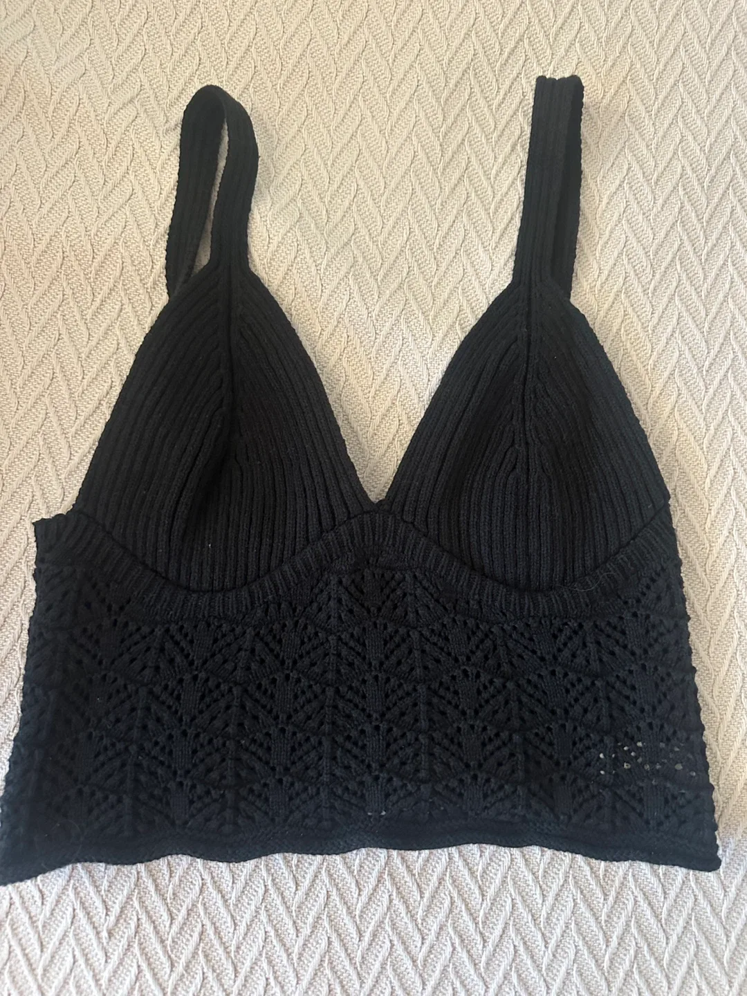 Free People Black Knit Bralette - Size M