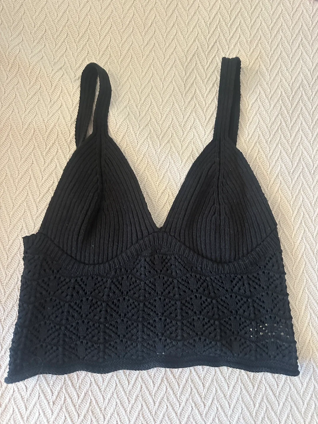 Free People Black Knit Bralette - Size M image indicator(3)