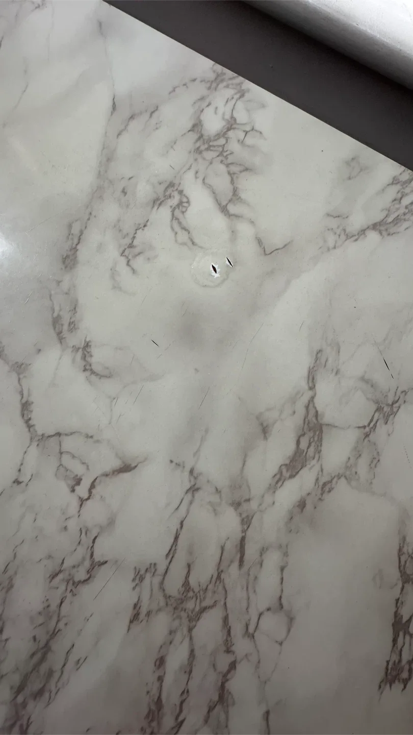 Marble-patterned Top Dining Table with Black Frame image indicator(3)