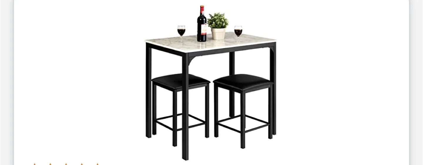 Marble-patterned Top Dining Table with Black Frame image indicator(5)