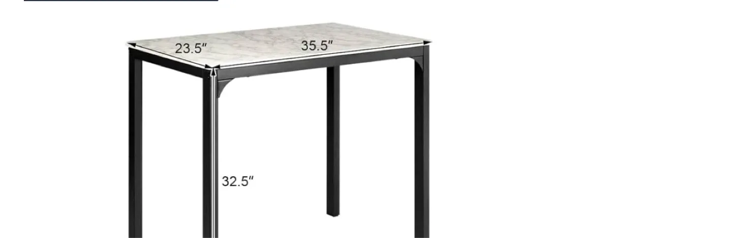 Marble-patterned Top Dining Table with Black Frame image indicator(6)