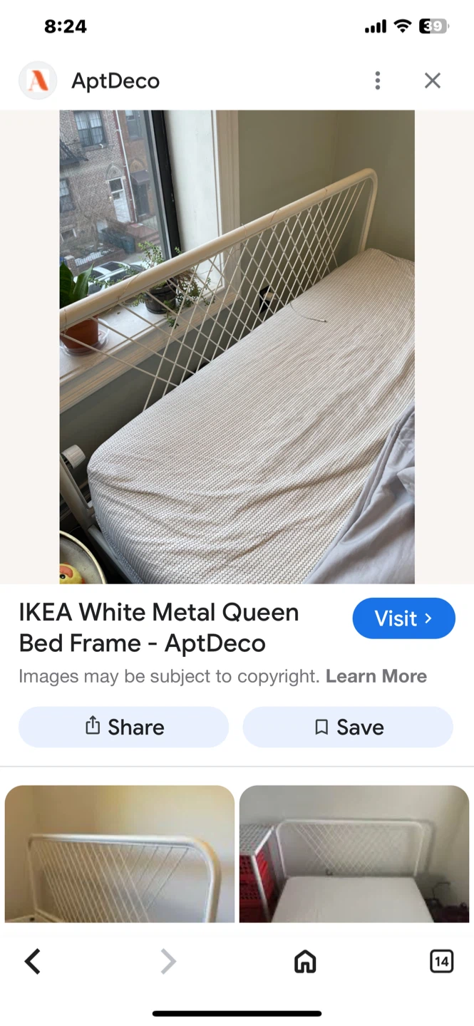 IKEA White Metal Queen Bed Frame - photo 3