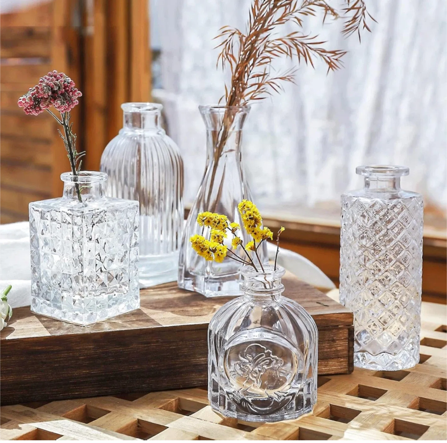 New Clear Glass Bud Vase Set of 18 image indicator(2)