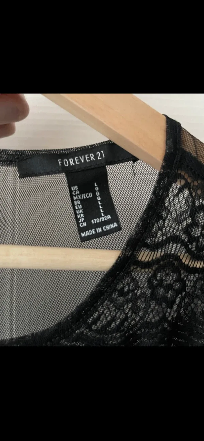 Forever 21 Chiffon Lace Ruffled Mini Shirtdress size M image indicator(9)