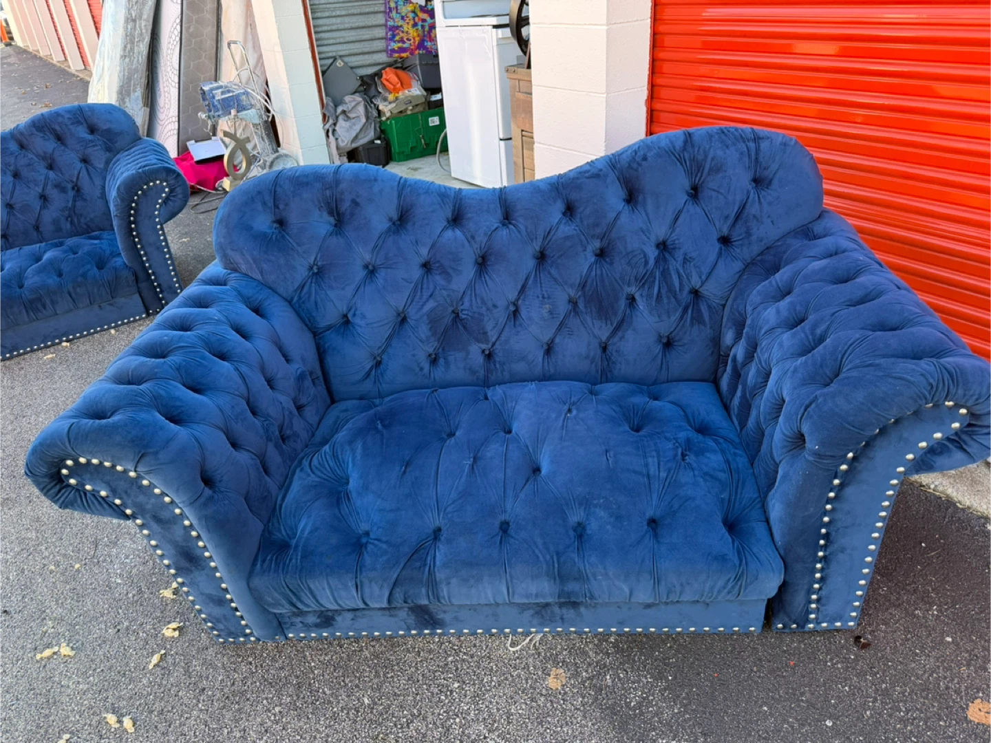 Blue Velvet Chesterfield Sofa Set