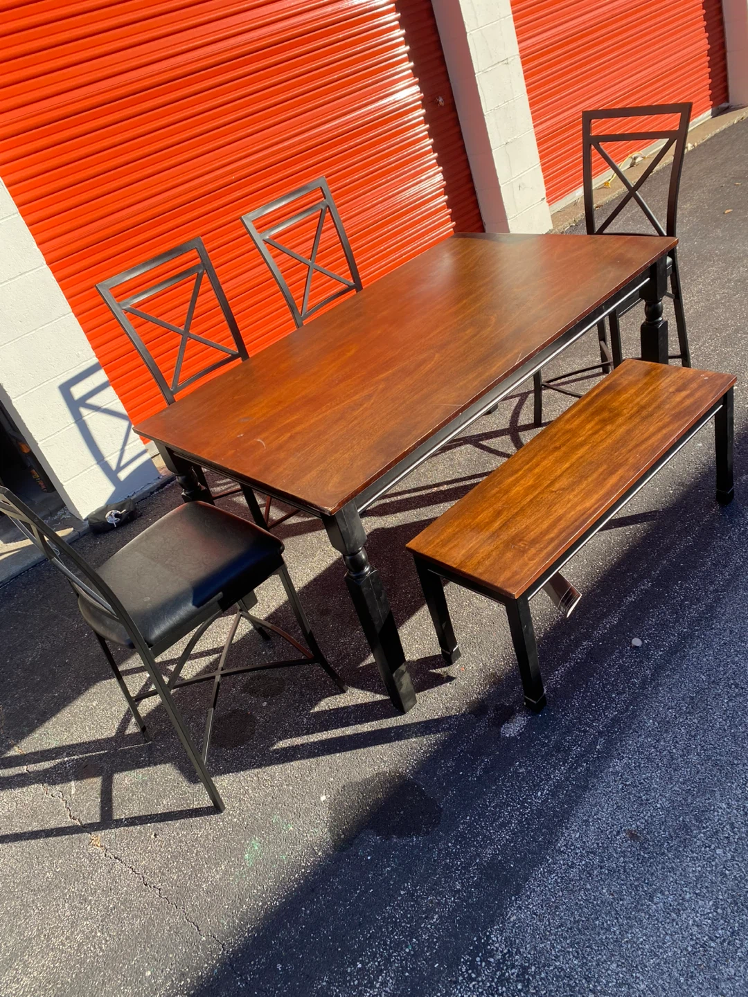 Dining Table Set with 4 Chairs & Bench - photo 2