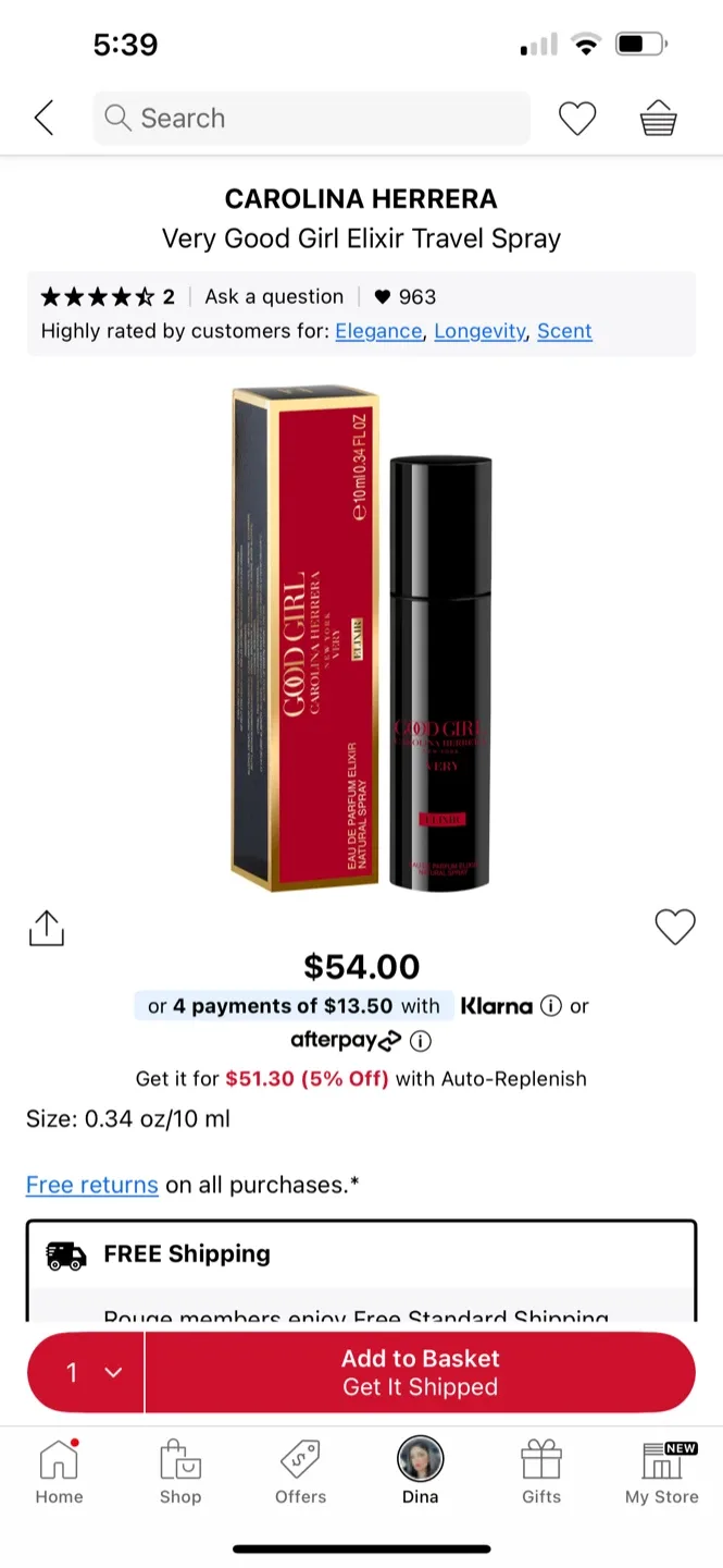 Carolina Herrera Very Good Girl Elixir Travel Spray image indicator(2)